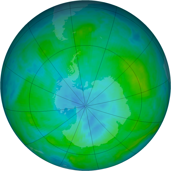Antarctic ozone map for 18 February 1989